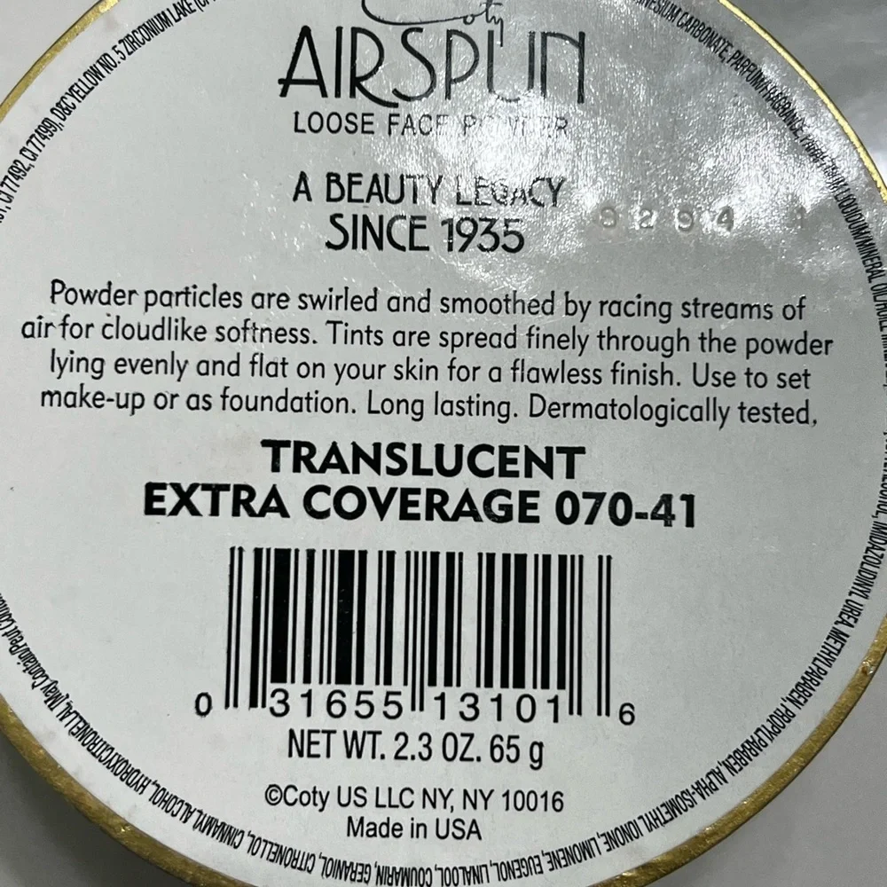 COTY AIRSPUN TRANSLUCENT EXTRA COVERAGE  LOOSE POWDER- Original formula